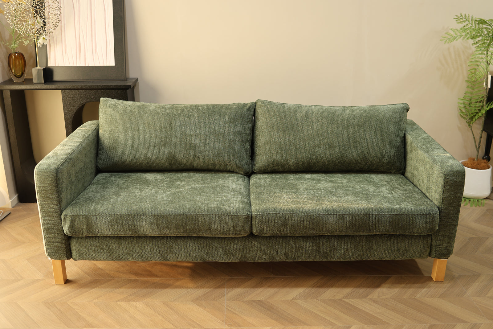 LEANKEE diamond cover in forest green on IKEA Vimle sofa